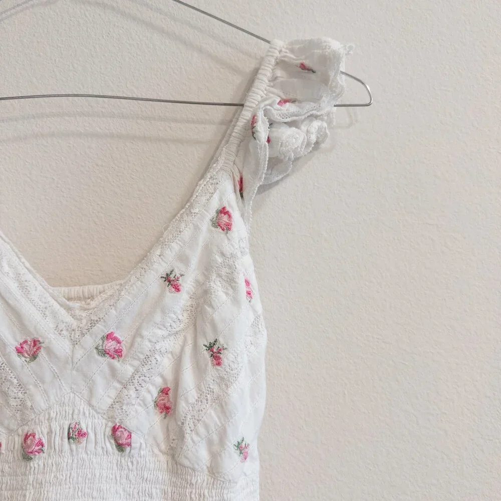 LoveShackFancy Finny Dress Embroidered Floral White Mini Dress, Size Small - Picture 7 of 10